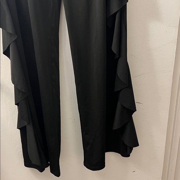 Black Ruffle Wide-Leg Pants - Picture 2 of 3